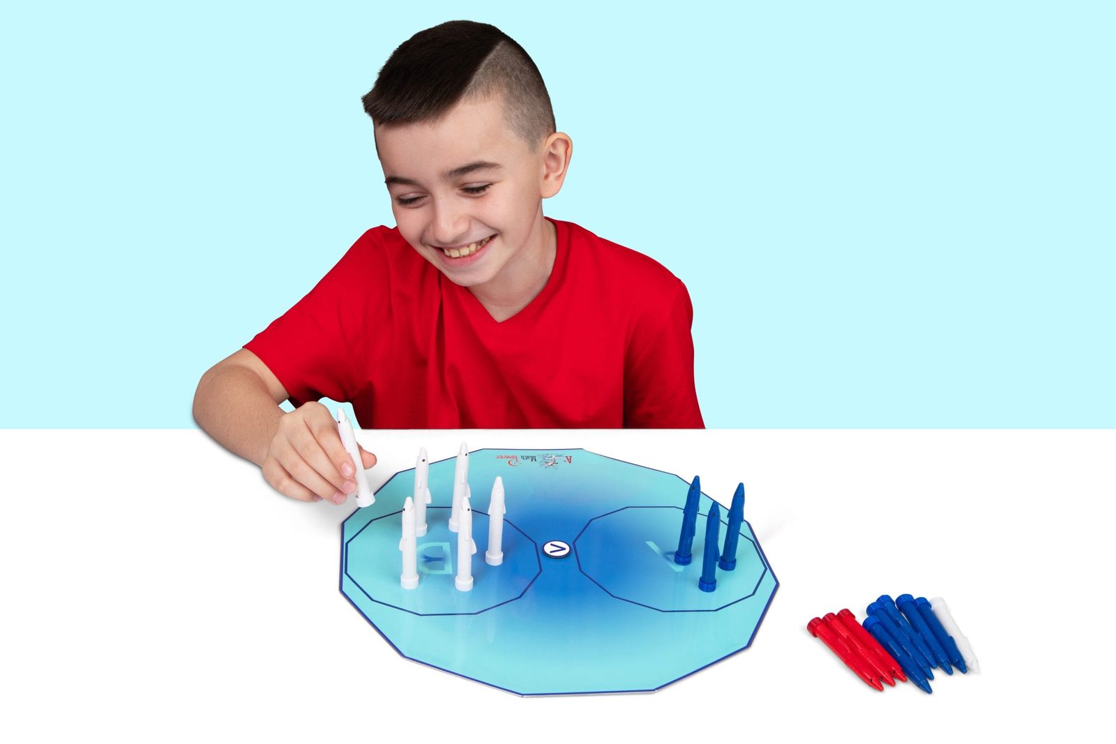 A child learning math with Shark Math Power